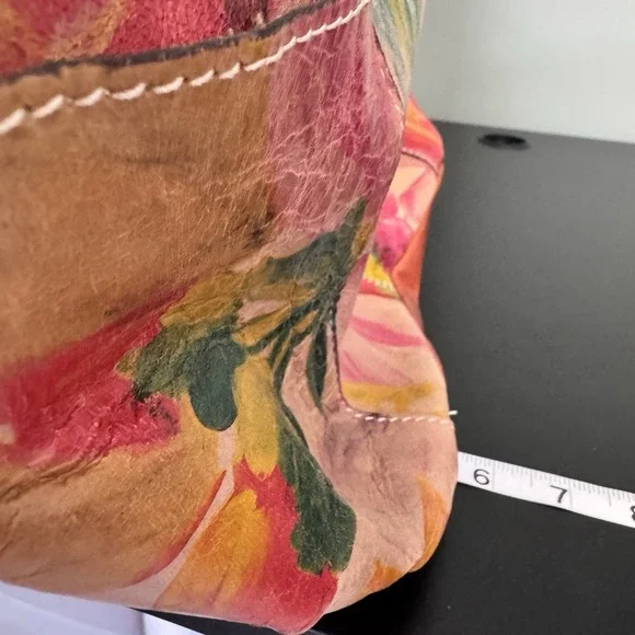 Patricia Nash Floral Hobo Bag Italian Heritage Leather Shoulder Slouchy Cottage - Picture 15 of 16